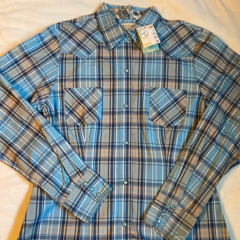 Roper Blue Western Button Up